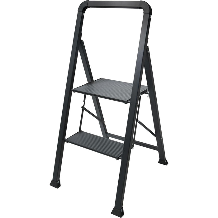 Escalera plegable 2 escalones acero color negro 47,5x42,5x85cm
