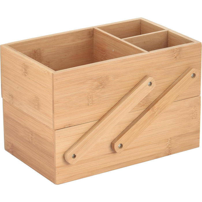 Organizador de maquillaje 2 niveles bambú beige