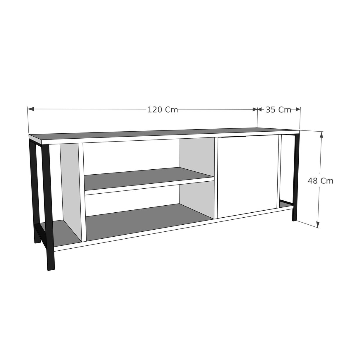 Mesa de TV melamina negro y marrón 120x30x54cm (2)