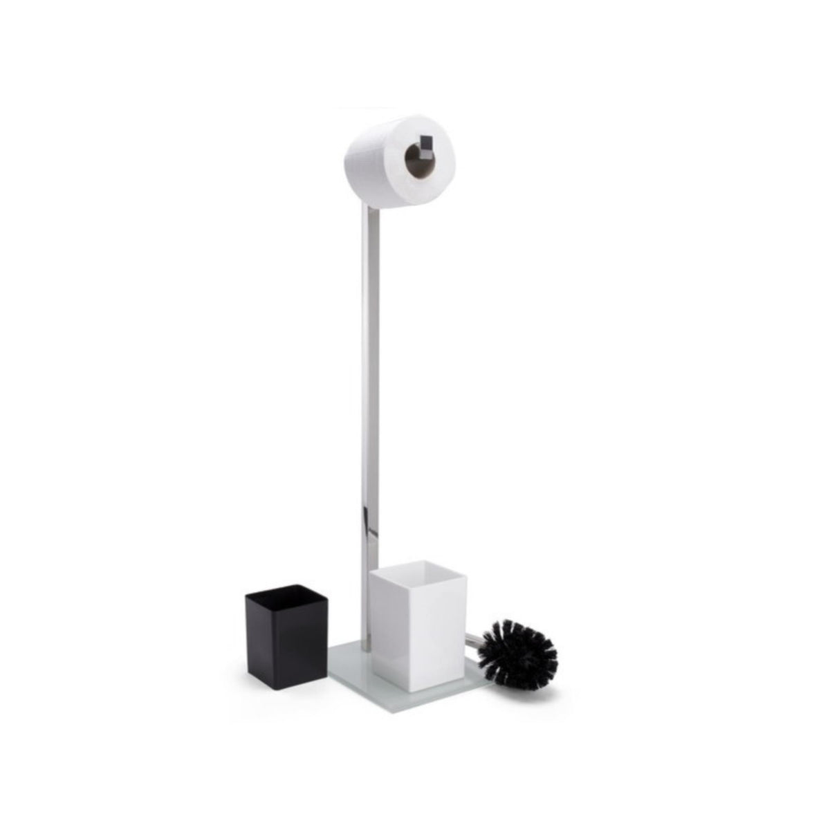 Portarrollos con escobillero inox Blanco 22x18x70,5cm (4)