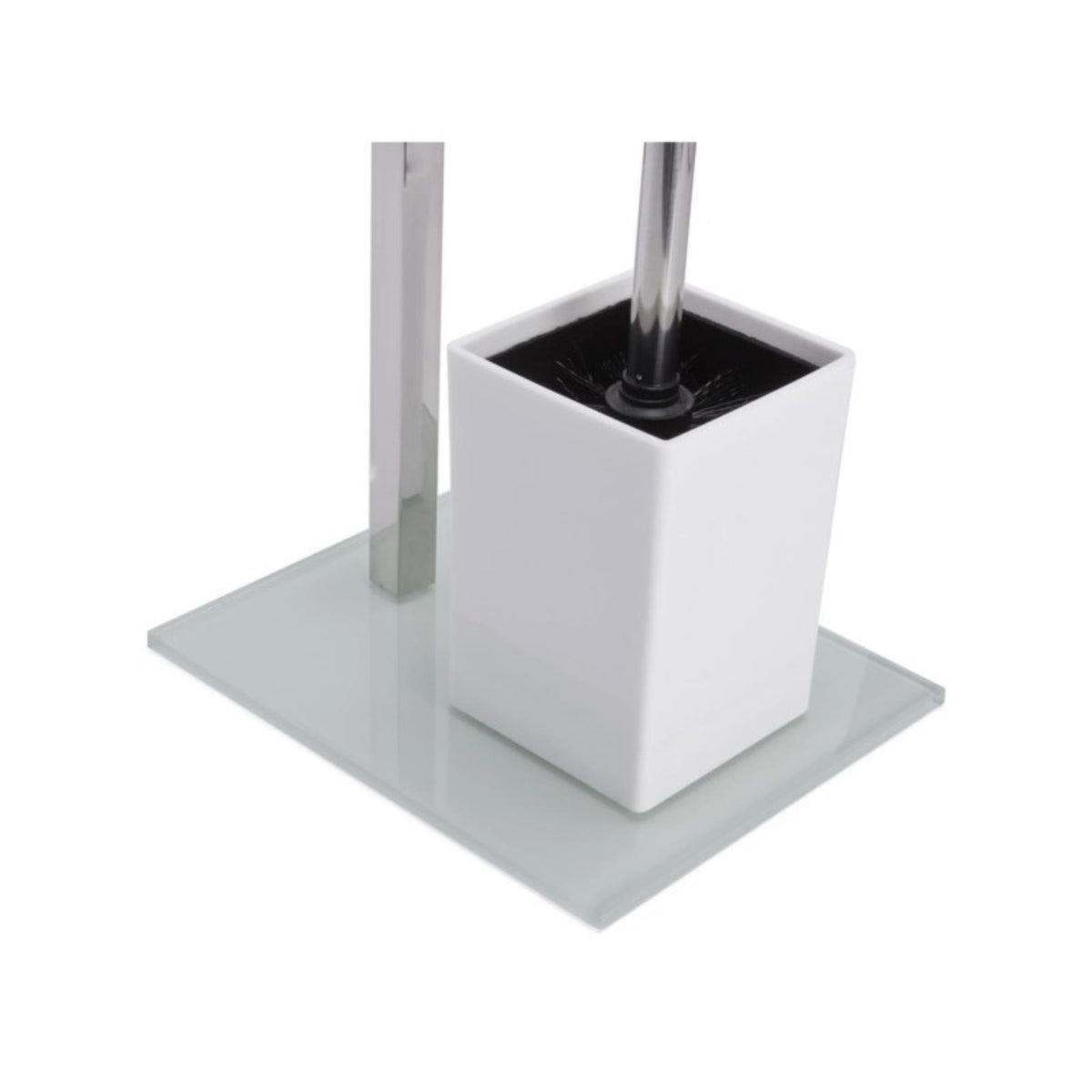 Portarrollos con escobillero inox Blanco 22x18x70,5cm (5)
