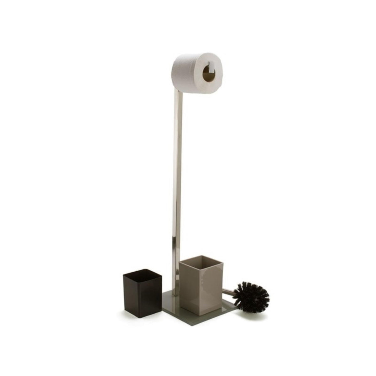 Portarrollos con escobillero inox Topo 22x18x70,5cm (4)
