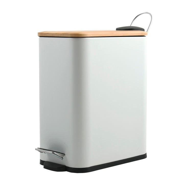 Cubo basura con pedal 5L blanco acero 14x28x29cm