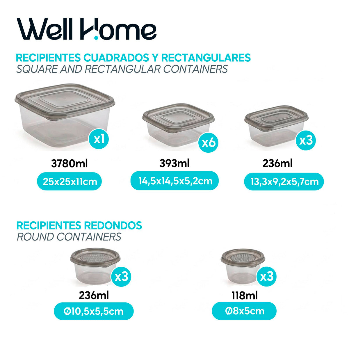 Set 25 recipientes alimentos PP reutilizables con tapa (2)