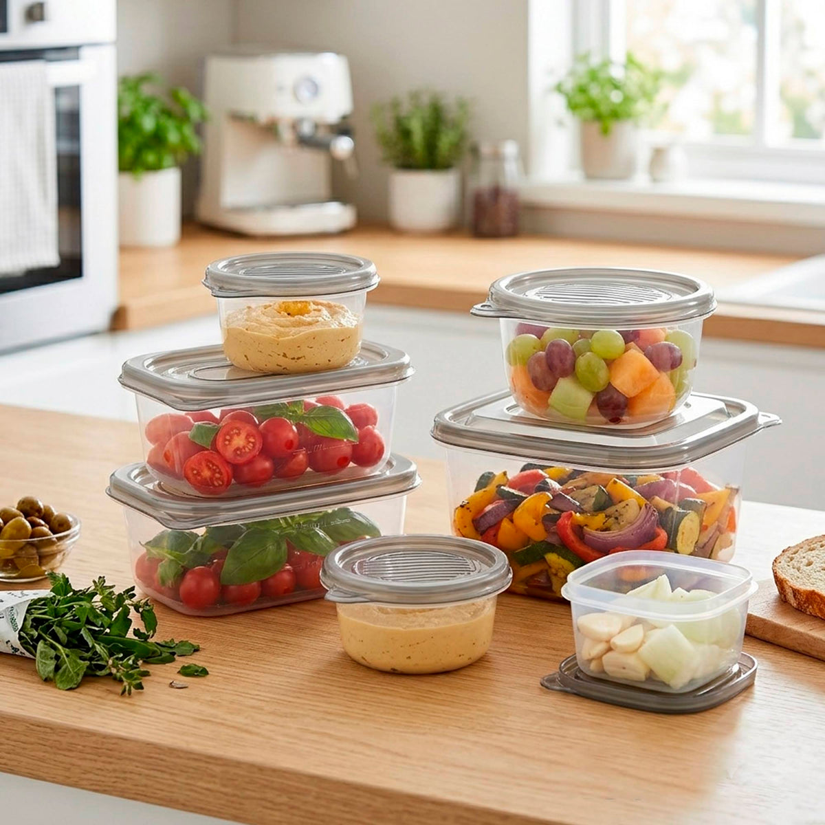 Set 25 recipientes alimentos PP reutilizables con tapa (8)