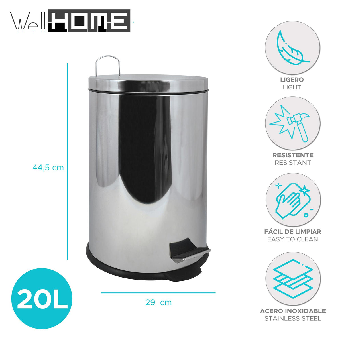 Papelera de baño en acero 20L acero inoxidable brillo (2)