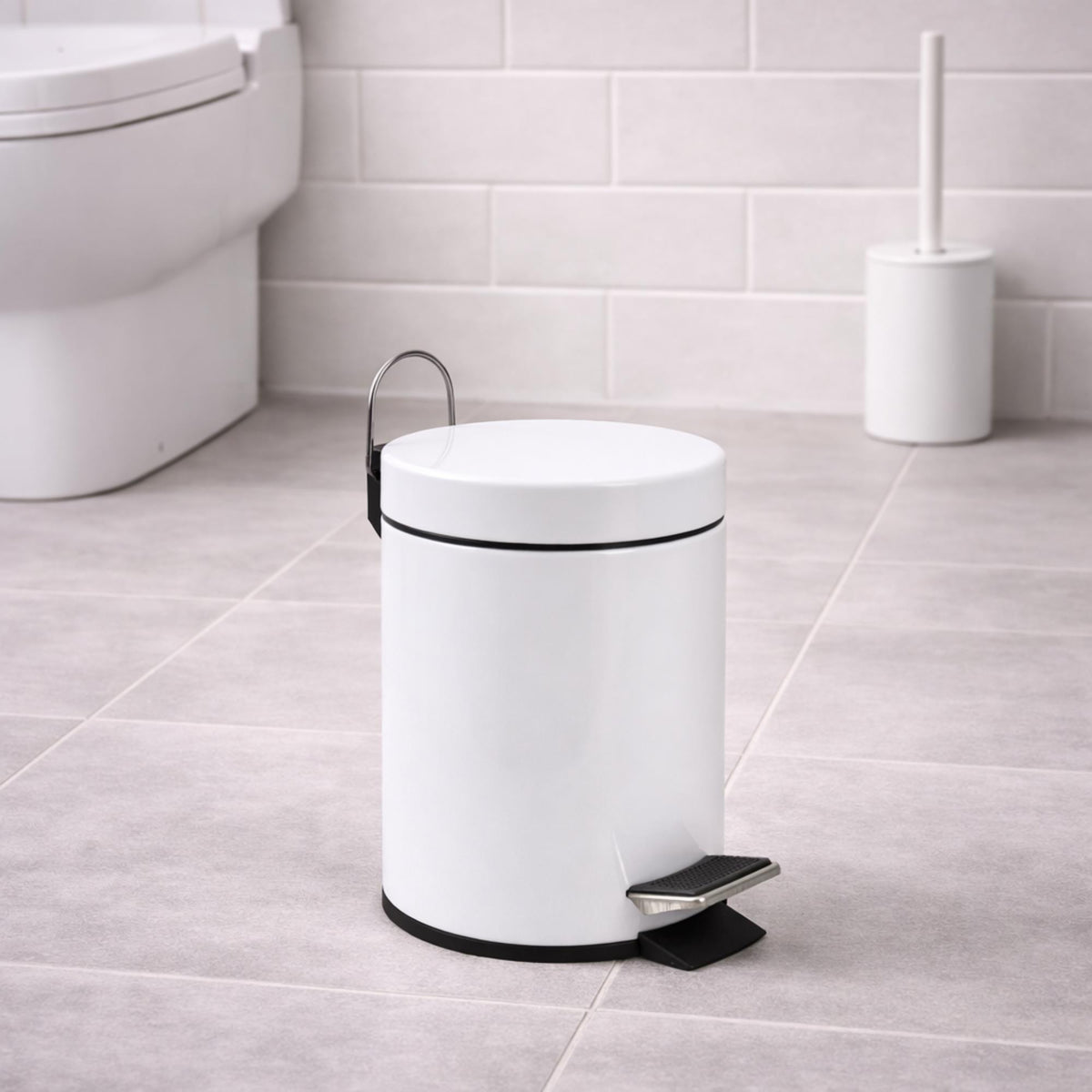 Papelera de baño en acero 3L color blanco (3)
