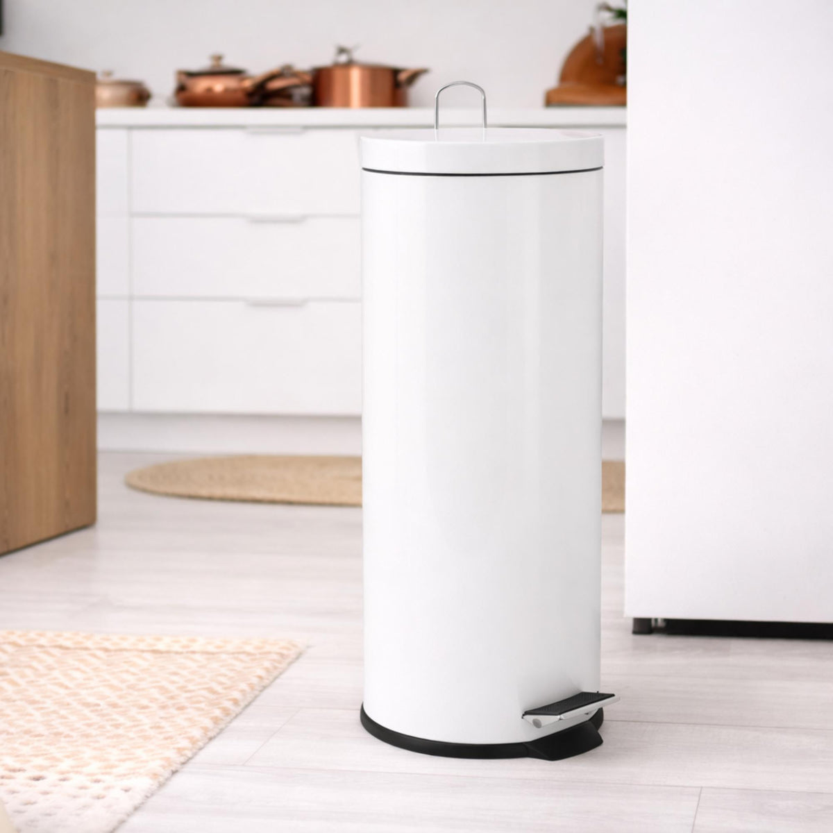 Papelera de baño en acero 30L color blanco (3)