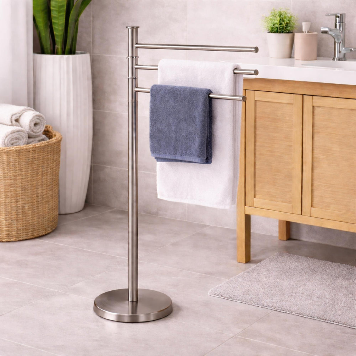 Toallero de pie 3 barras orientables color gris 92x35cm (3)