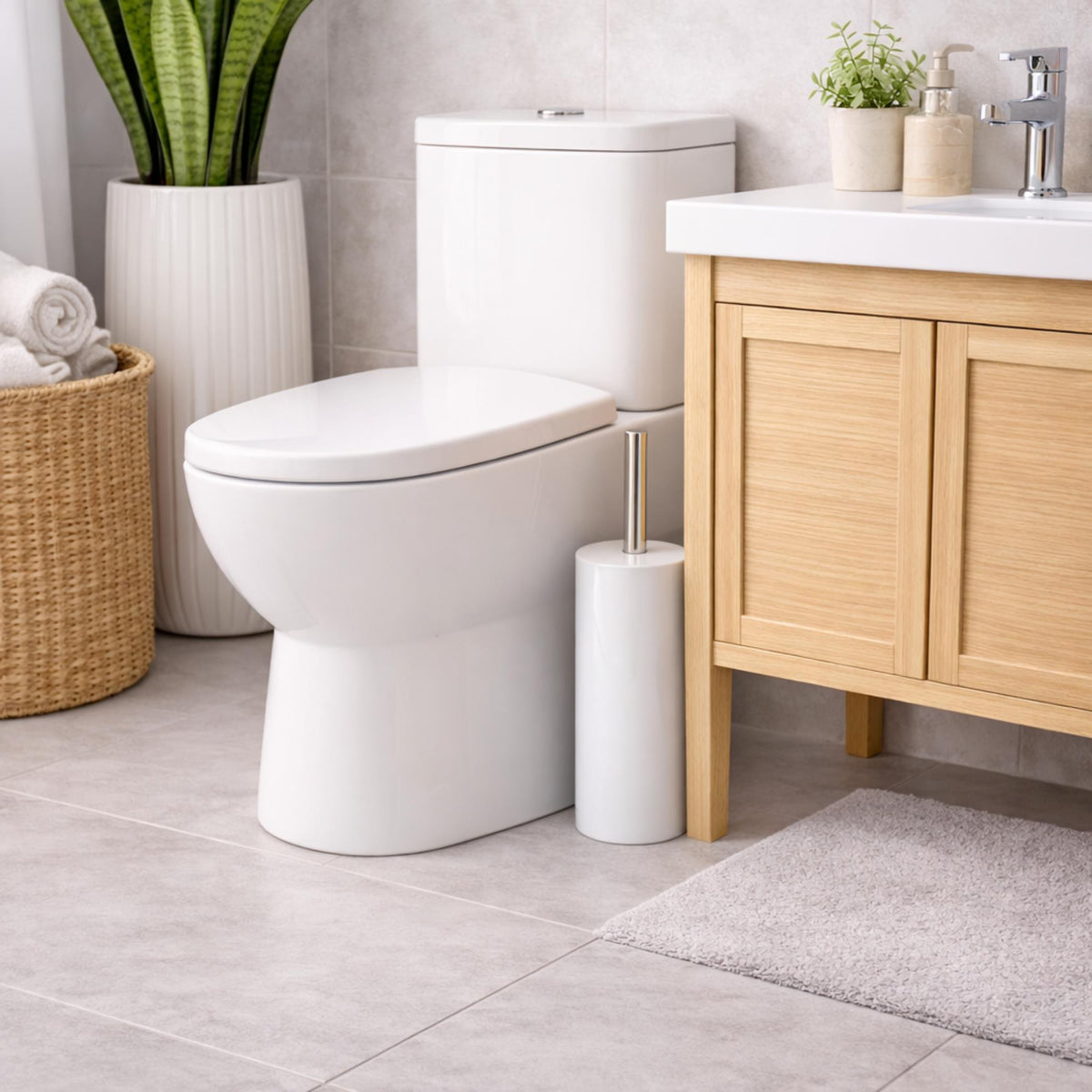 Escobilla WC con depósito mango acero inox Ø9x37,4cm blanco (4)