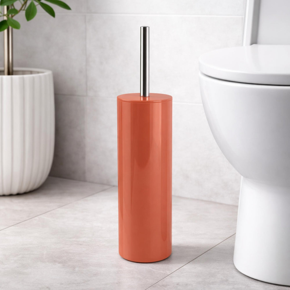 Escobilla WC con depósito inox Naranja 37x9cm (3)