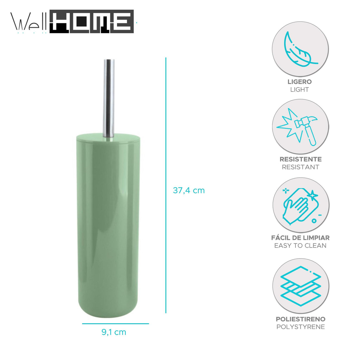 Escobilla WC con depósito inox Albahaca 37x9cm (2)