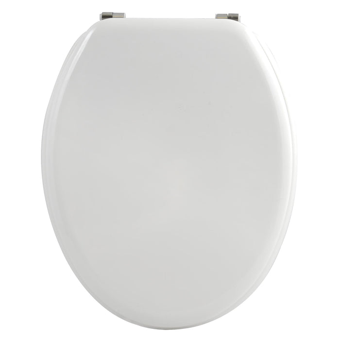 Asiento WC bisagras acero inoxidable blanco