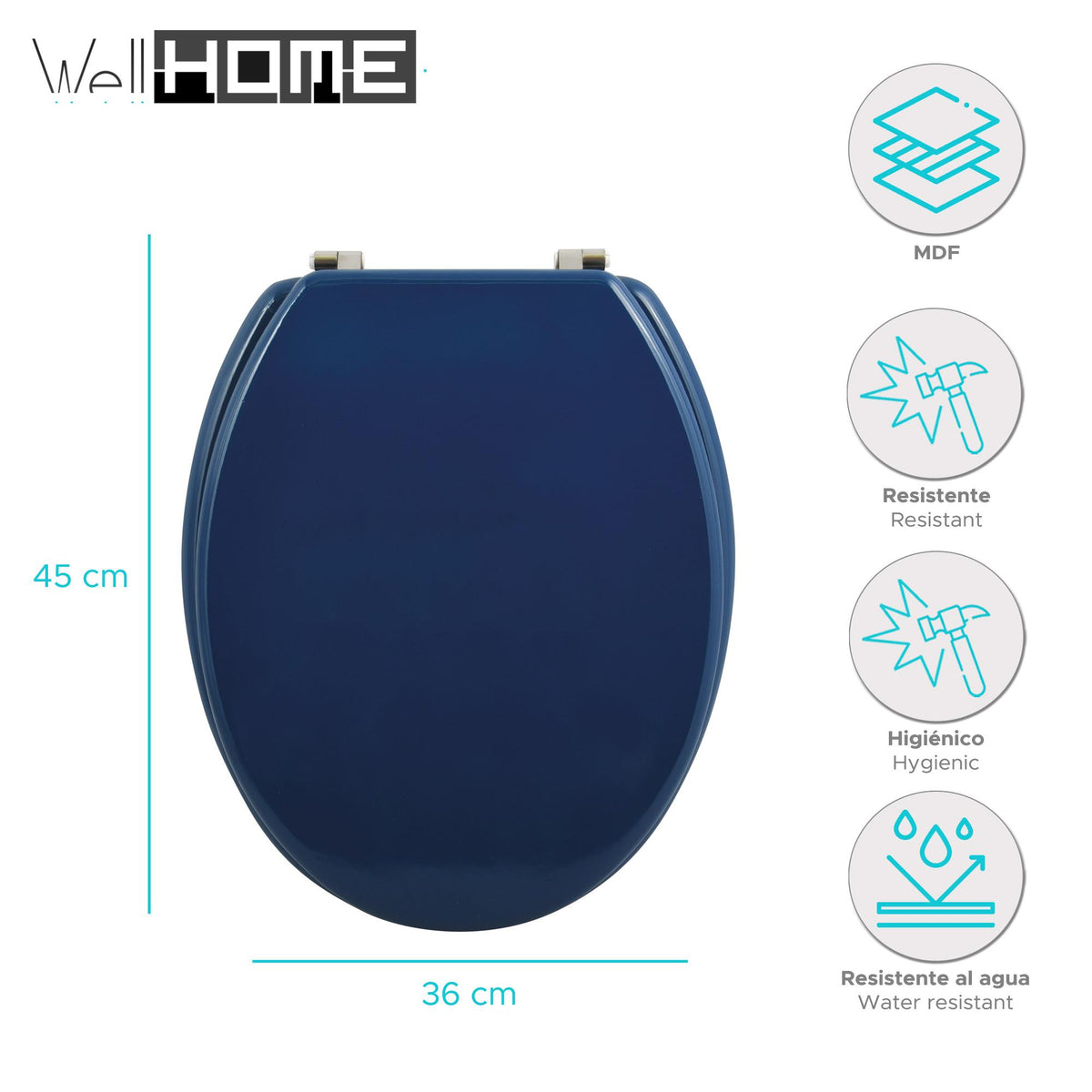 Asiento WC bisagras acero inoxidable petróleo (2)