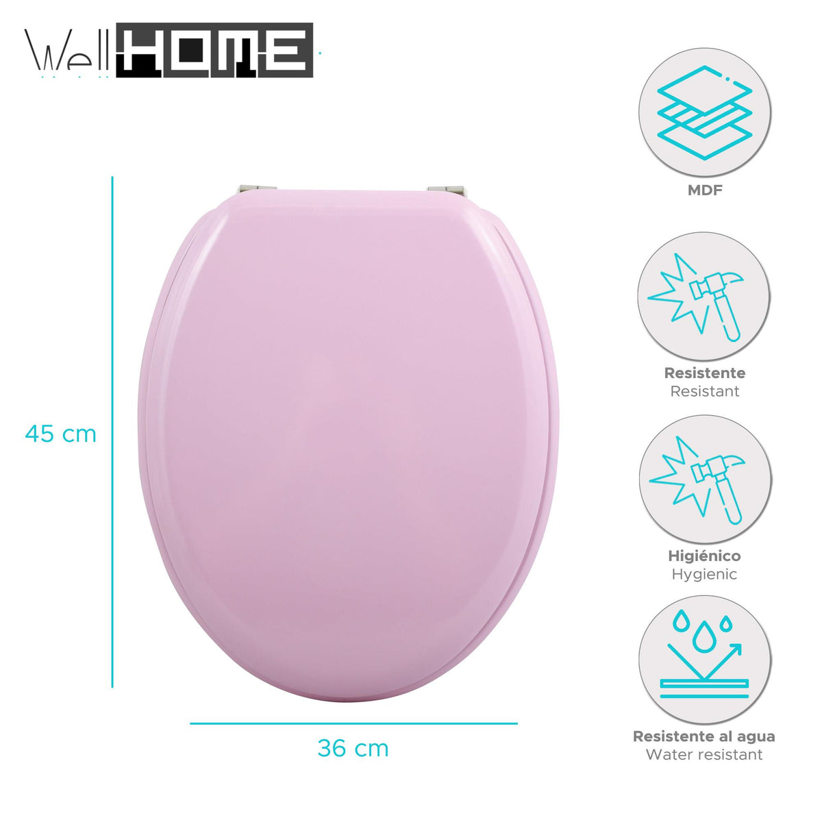 Asiento WC bisagras acero inoxidable rosa (2)