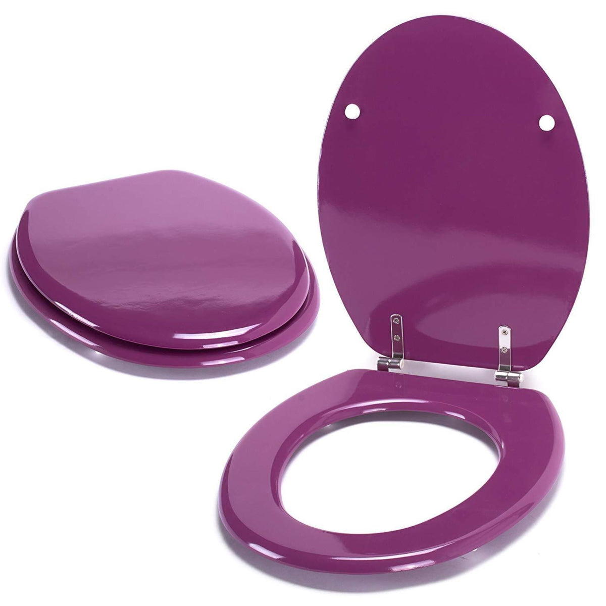 Asiento WC bisagras acero inoxidable morado (7)