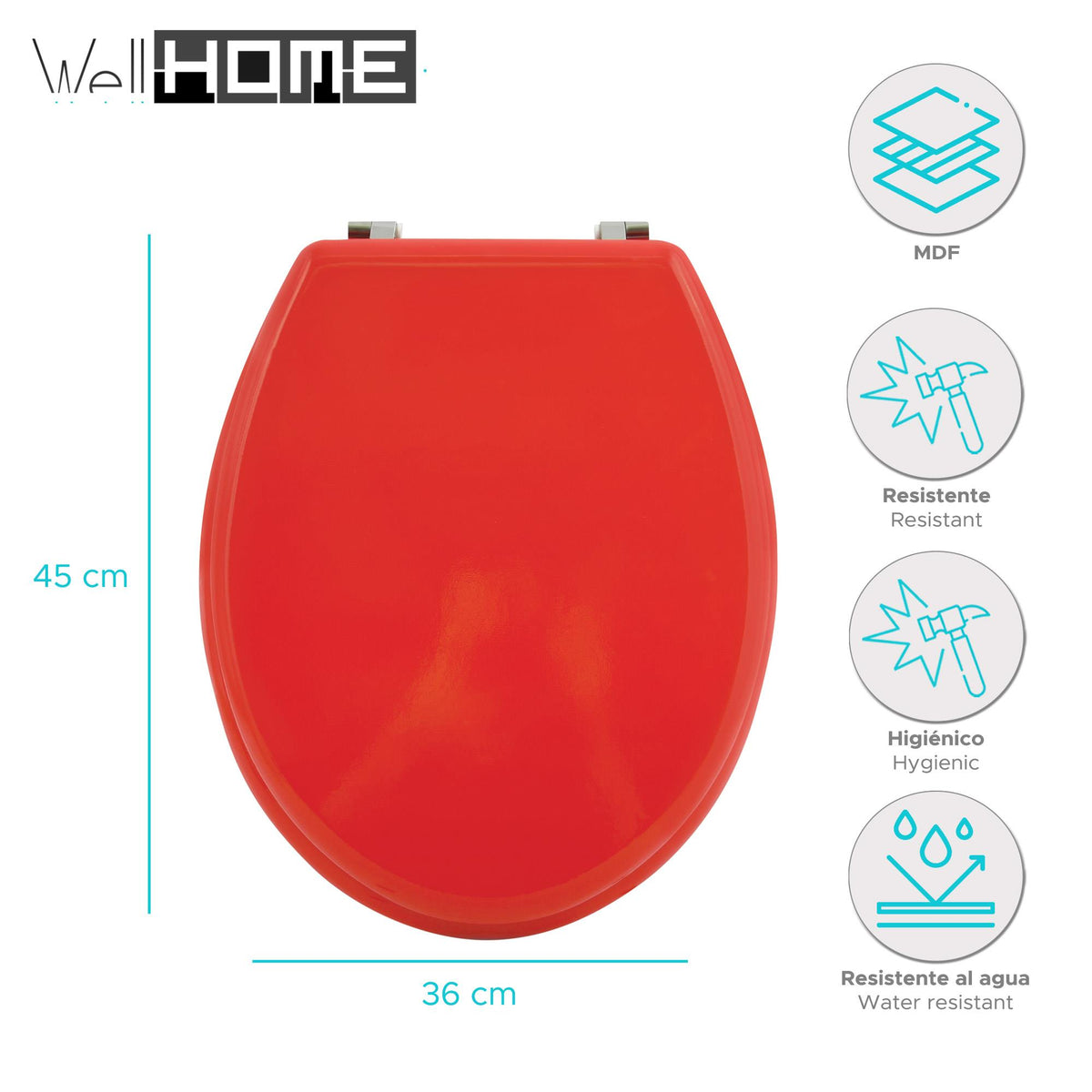 Asiento WC bisagras acero inoxidable rojo (2)