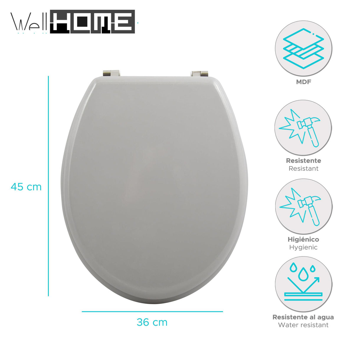 Asiento WC bisagras acero inoxidable gris (2)