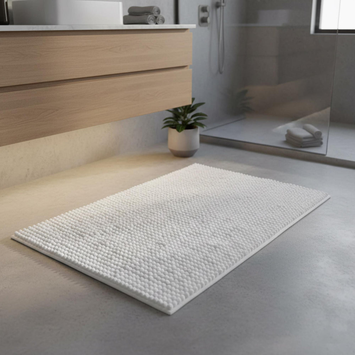 Alfombra de baño microfibra 60x90 cm blanco (3)