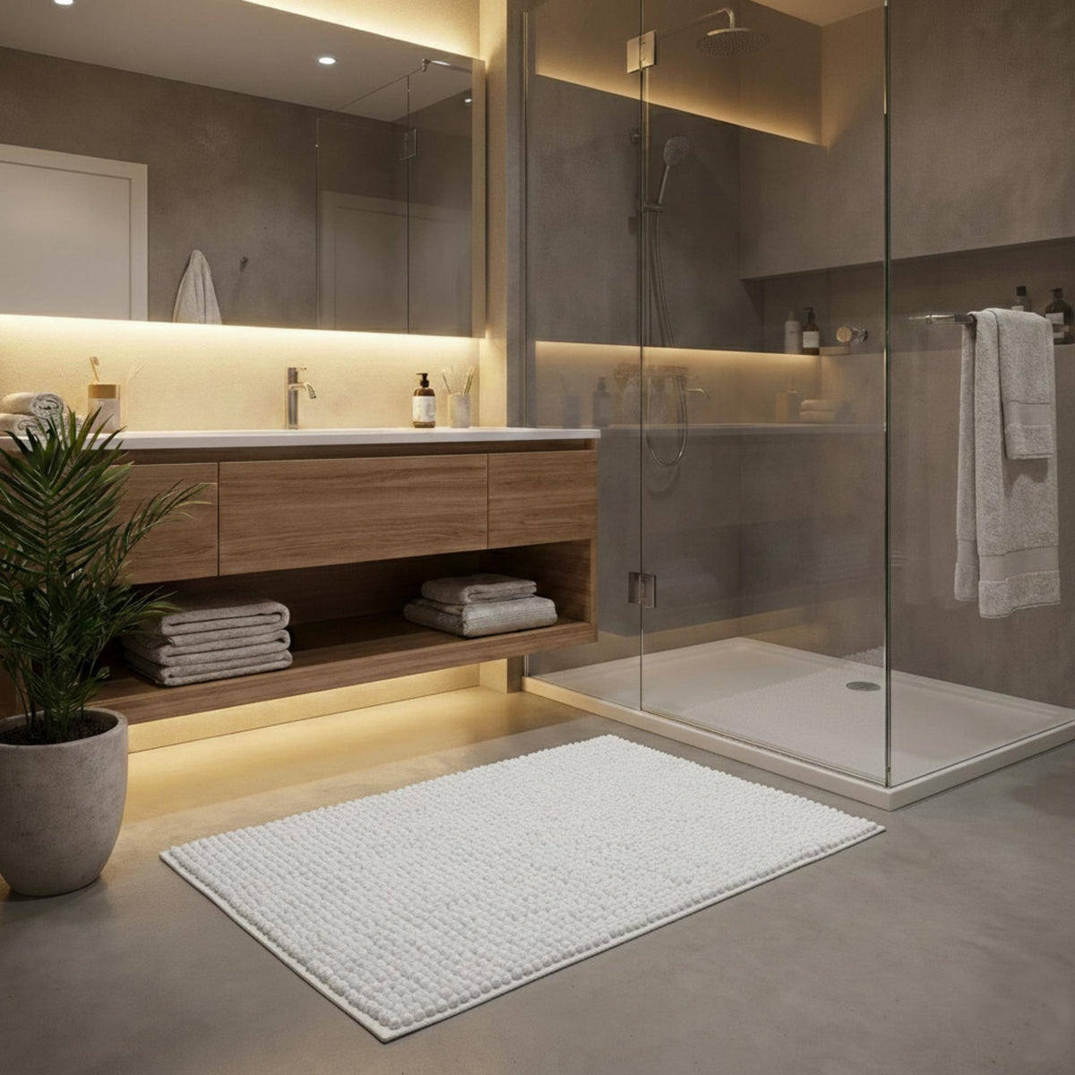 Alfombra de baño microfibra 60x90 cm blanco (4)