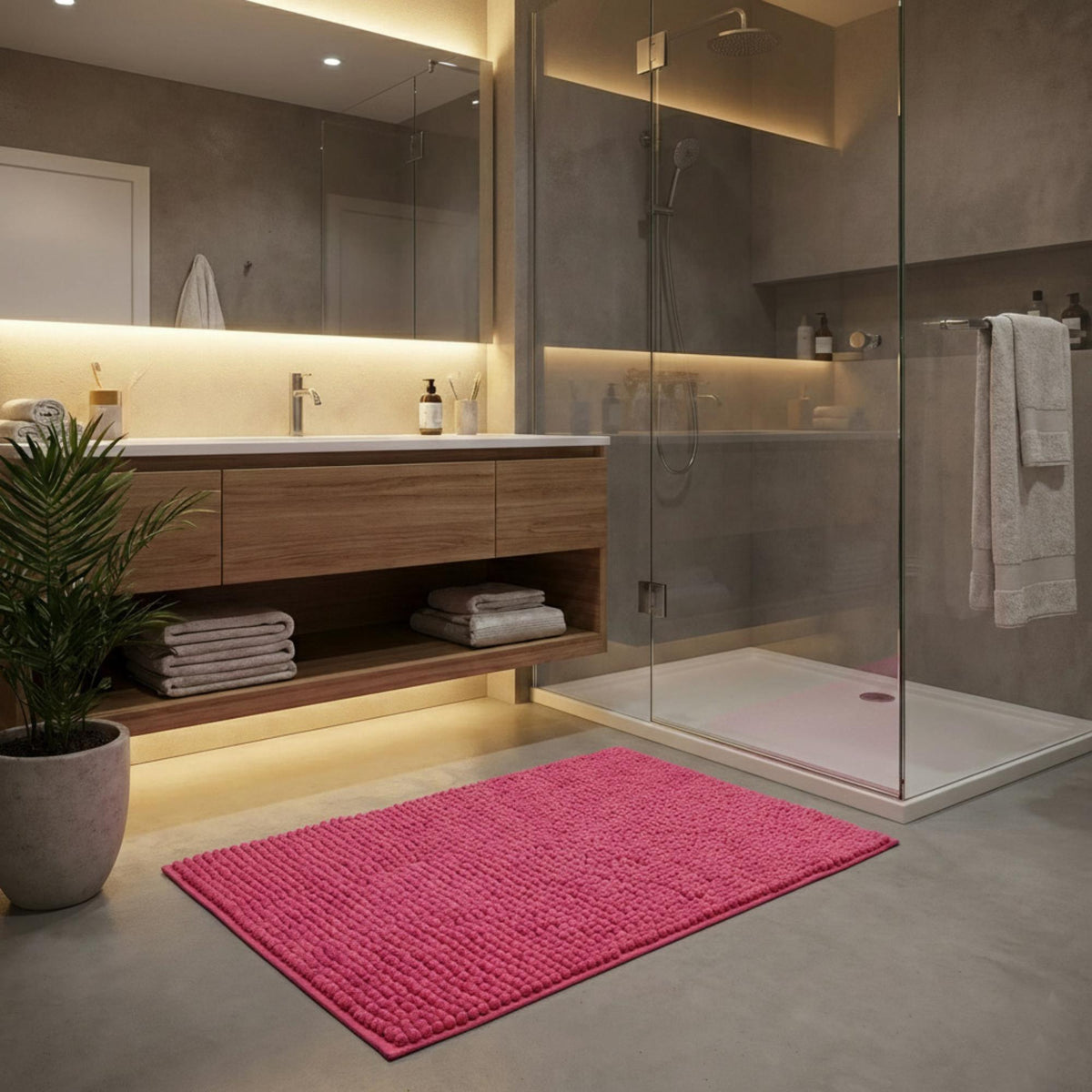 Alfombra de baño microfibra 40x60 cm fucsia (4)