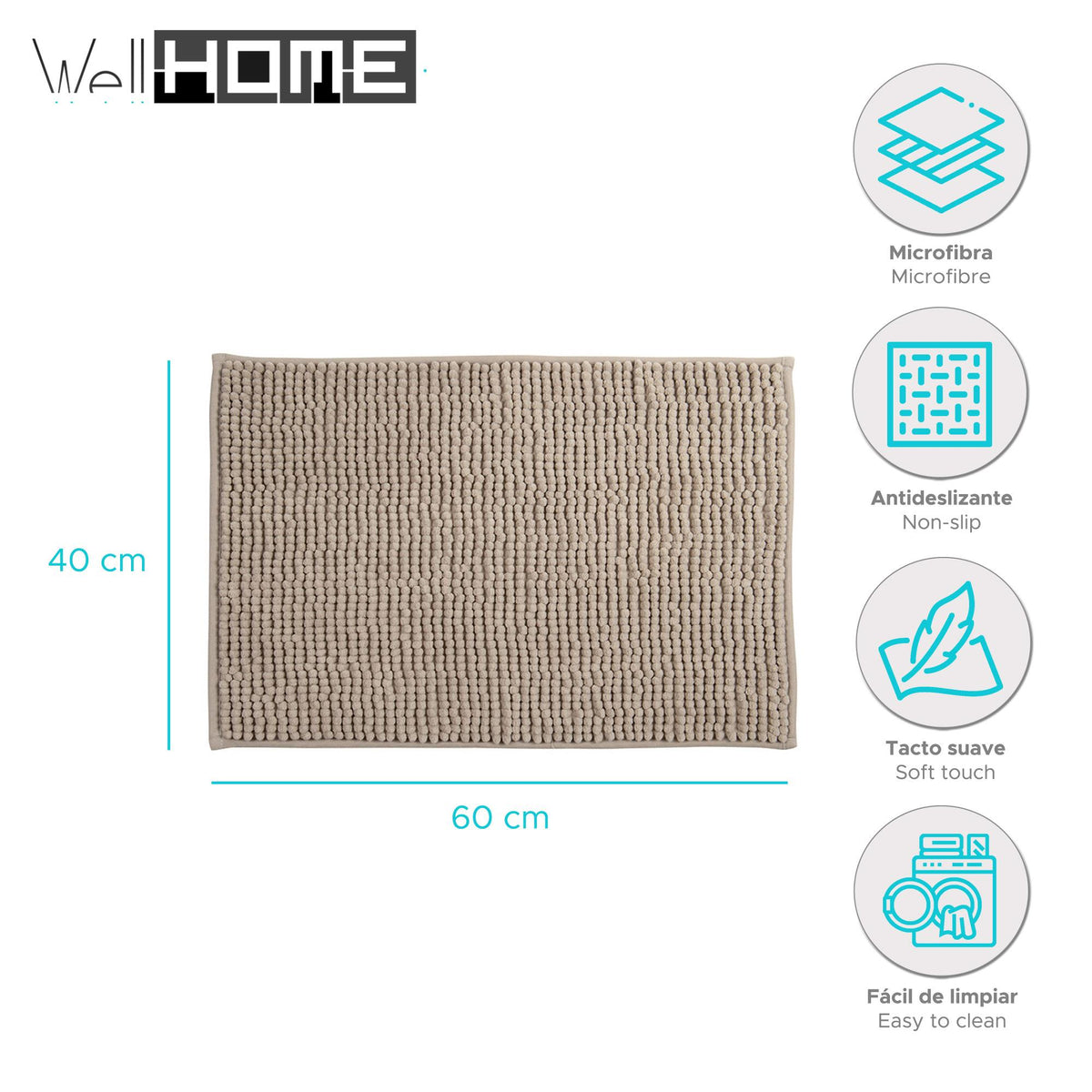 Alfombra de baño microfibra 40x60 cm topo (2)