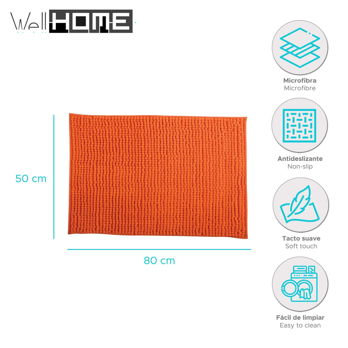 Alfombra de baño microfibra 50x80 cm naranja (2)