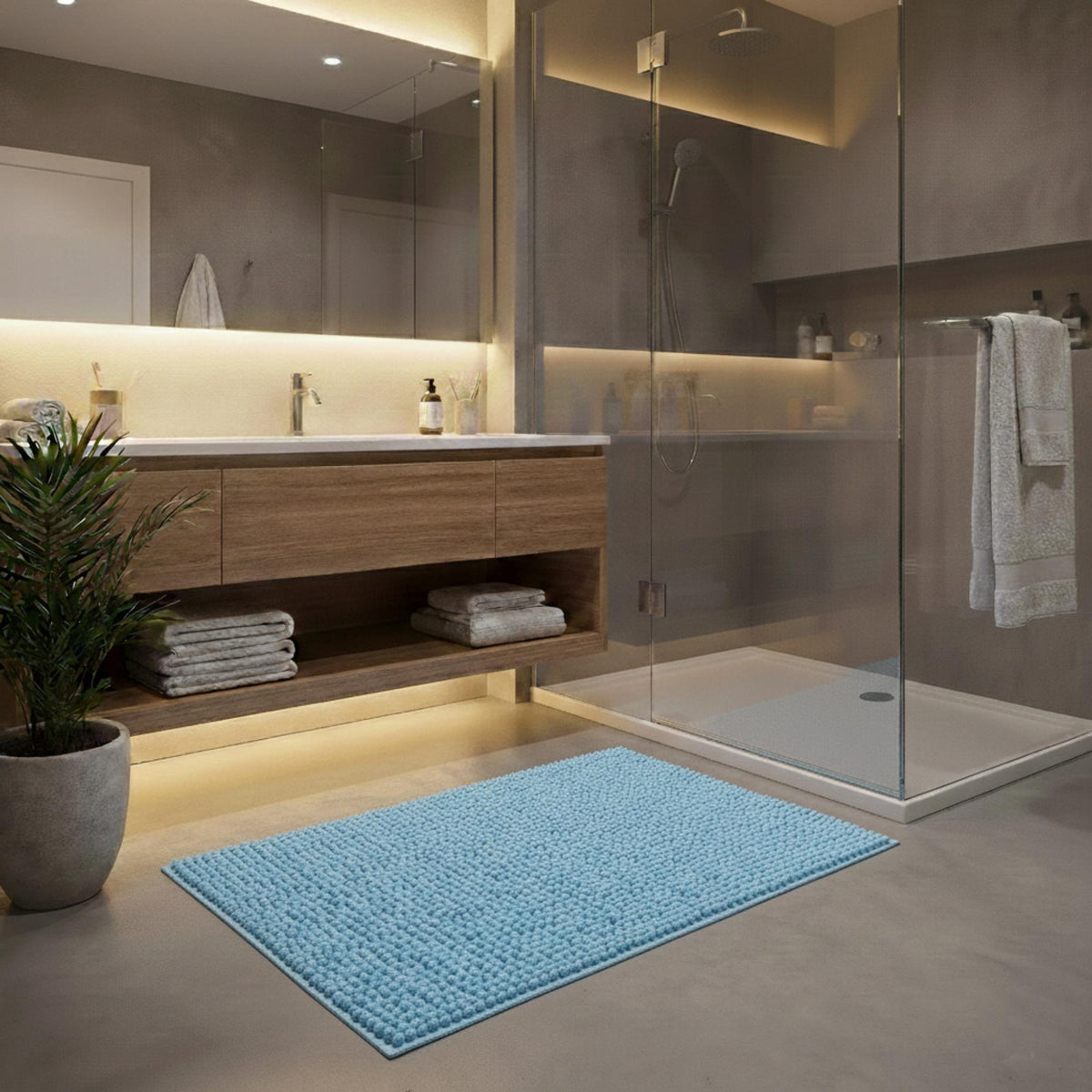 Alfombra de baño microfibra 40x60 cm azul claro (4)