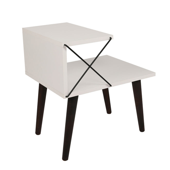 Mesita de noche melamina con estante blanco 50x55x40 cm