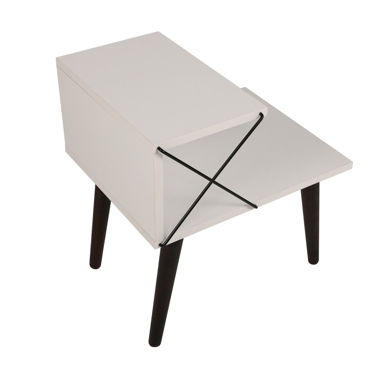 Mesita de noche melamina con estante blanco 50x55x40 cm (2)