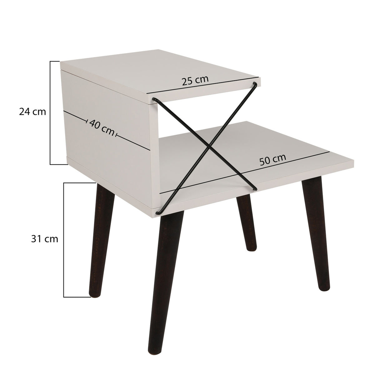 Mesita de noche melamina con estante blanco 50x55x40 cm (5)