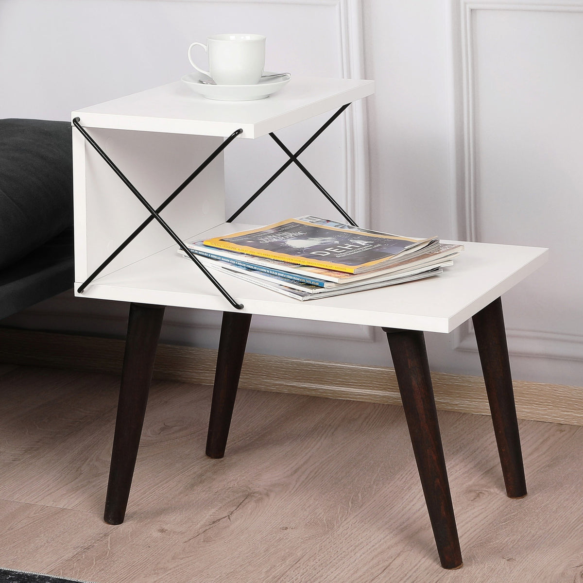 Mesita de noche melamina con estante blanco 50x55x40 cm (7)