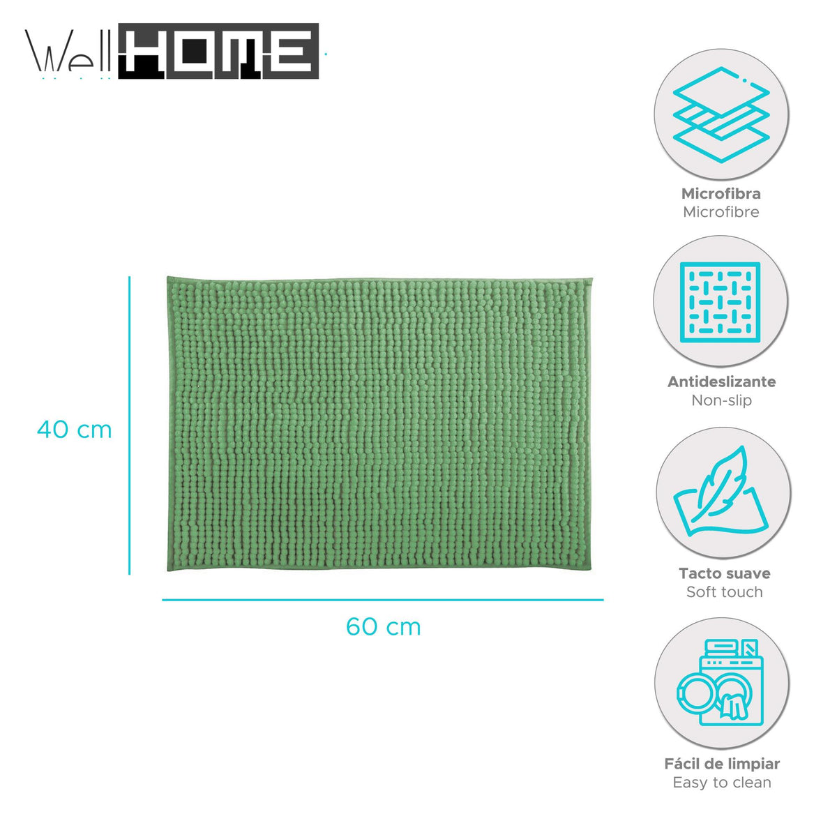 Alfombra de baño microfibra 40x60 cm albahaca (2)