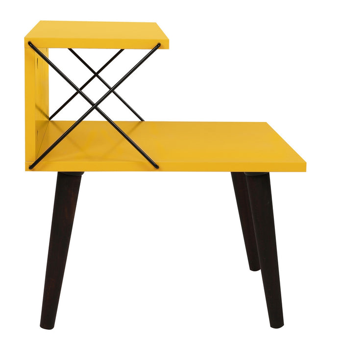 Mesita de noche melamina con estante amarillo 50x55x40cm