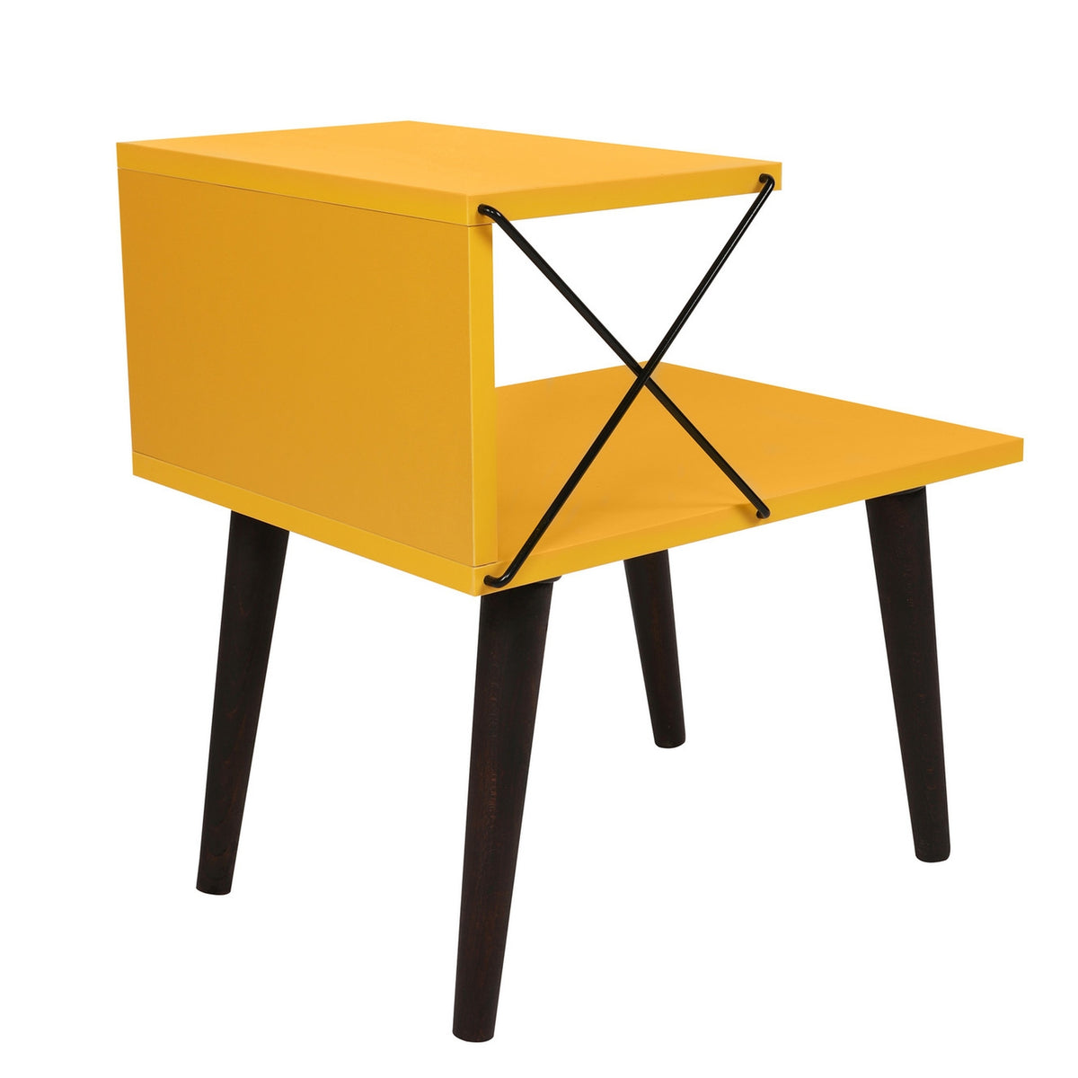 Mesita de noche melamina con estante amarillo 50x55x40cm (4)