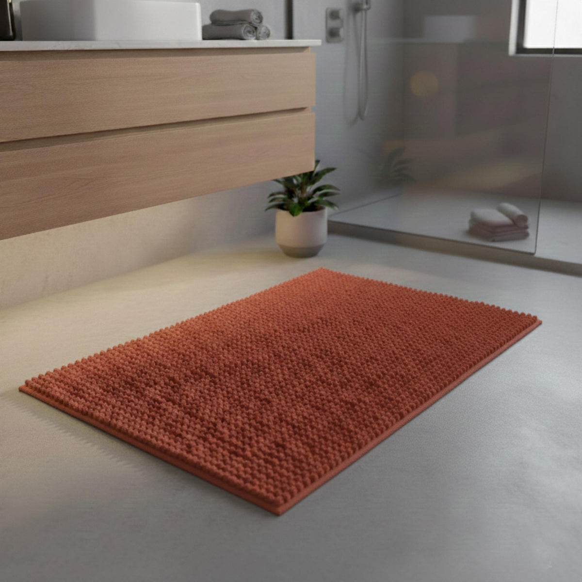 Alfombra de baño microfibra 40x60 cm terracota (3)