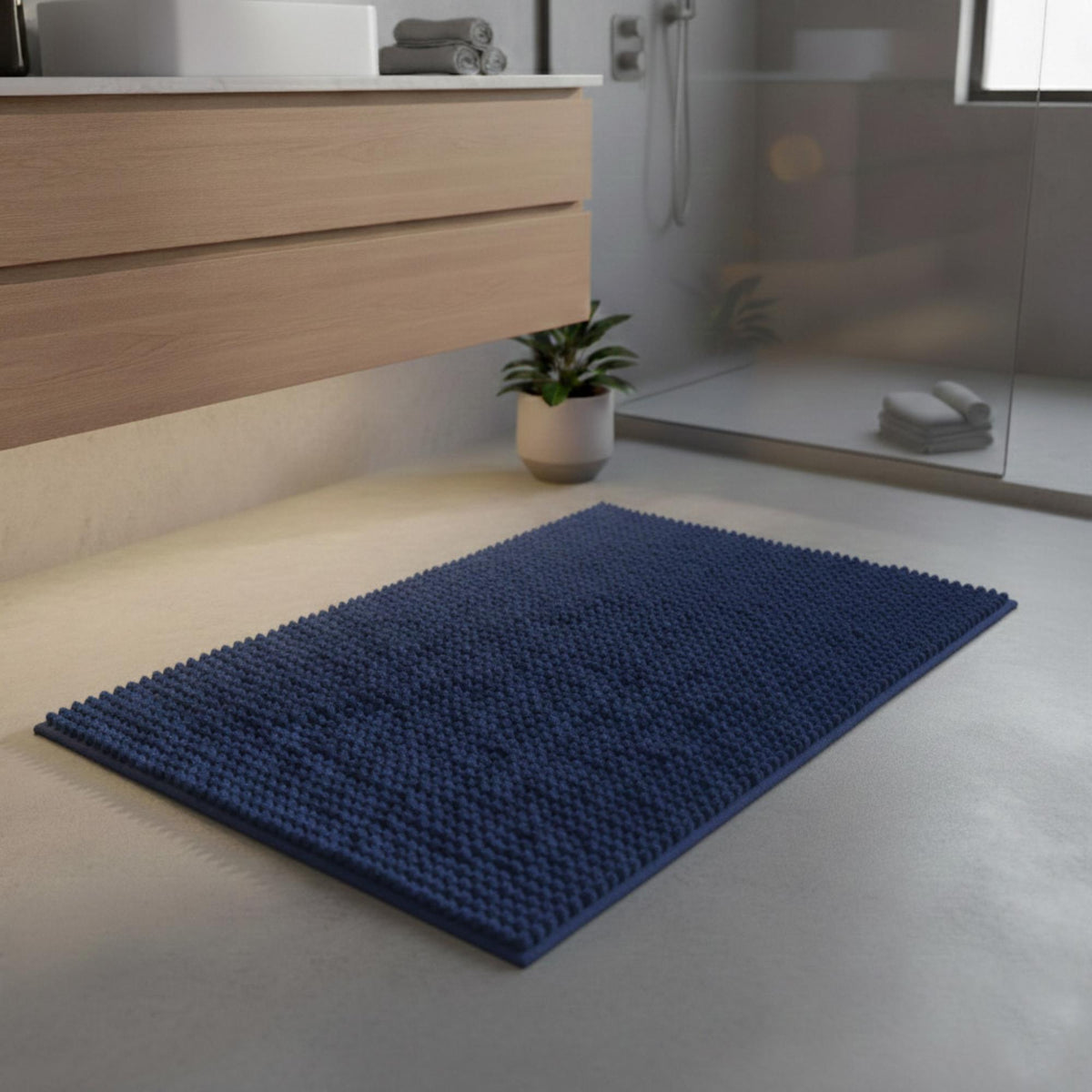 Alfombra de baño microfibra 40x60 cm azul marino (3)