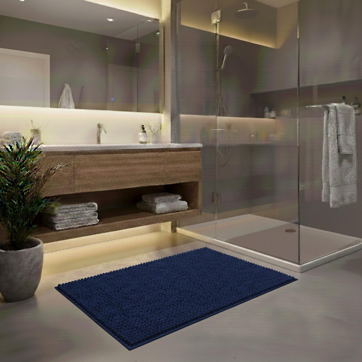 Alfombra de baño microfibra 40x60 cm azul marino (4)