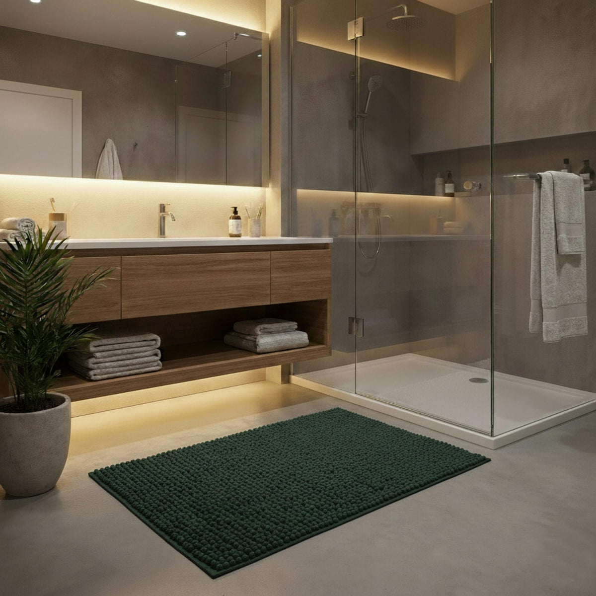 Alfombra de baño microfibra 50x80 cm verde oscuro (4)