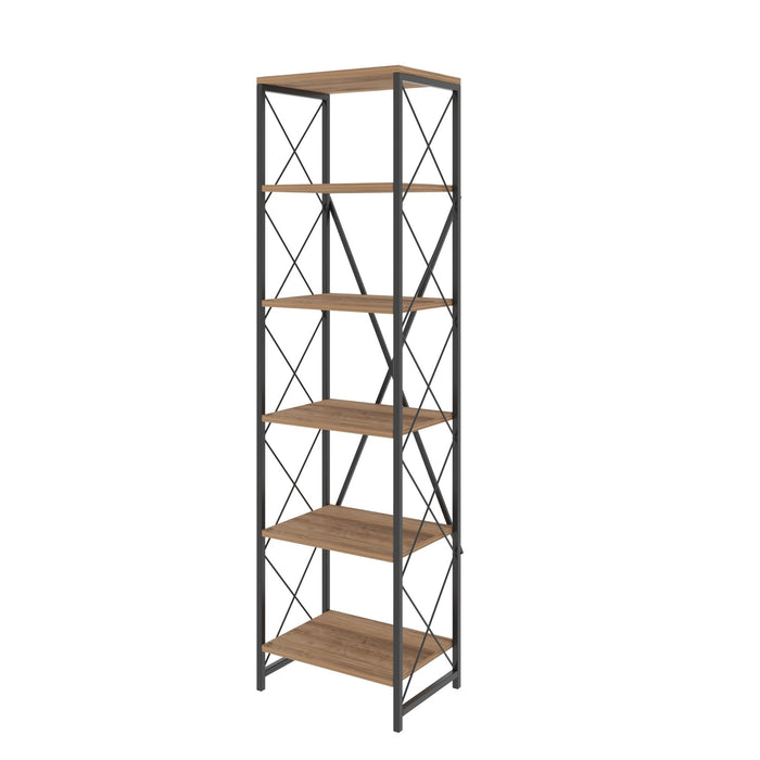 Librería melamina Atlantic pino y negro 50x180x35 cm