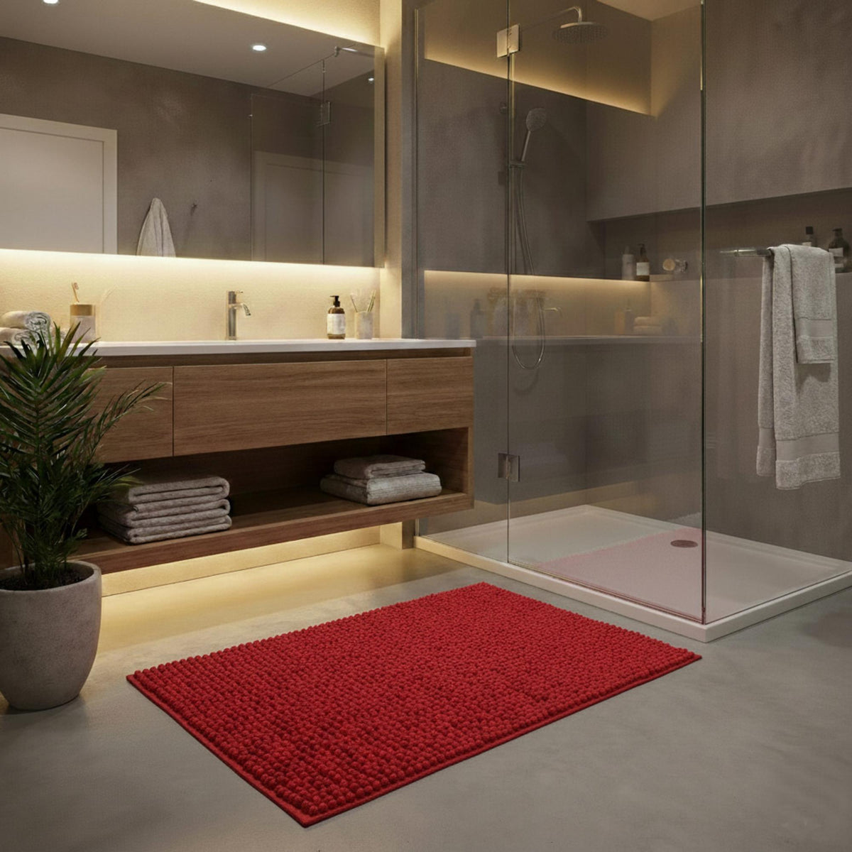 Alfombra de baño microfibra 40x60 cm rojo (4)