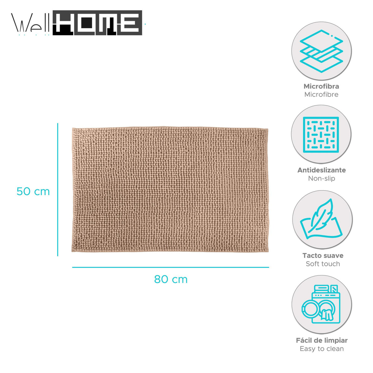 Alfombra de baño microfibra 50x80 cm capuchino (2)