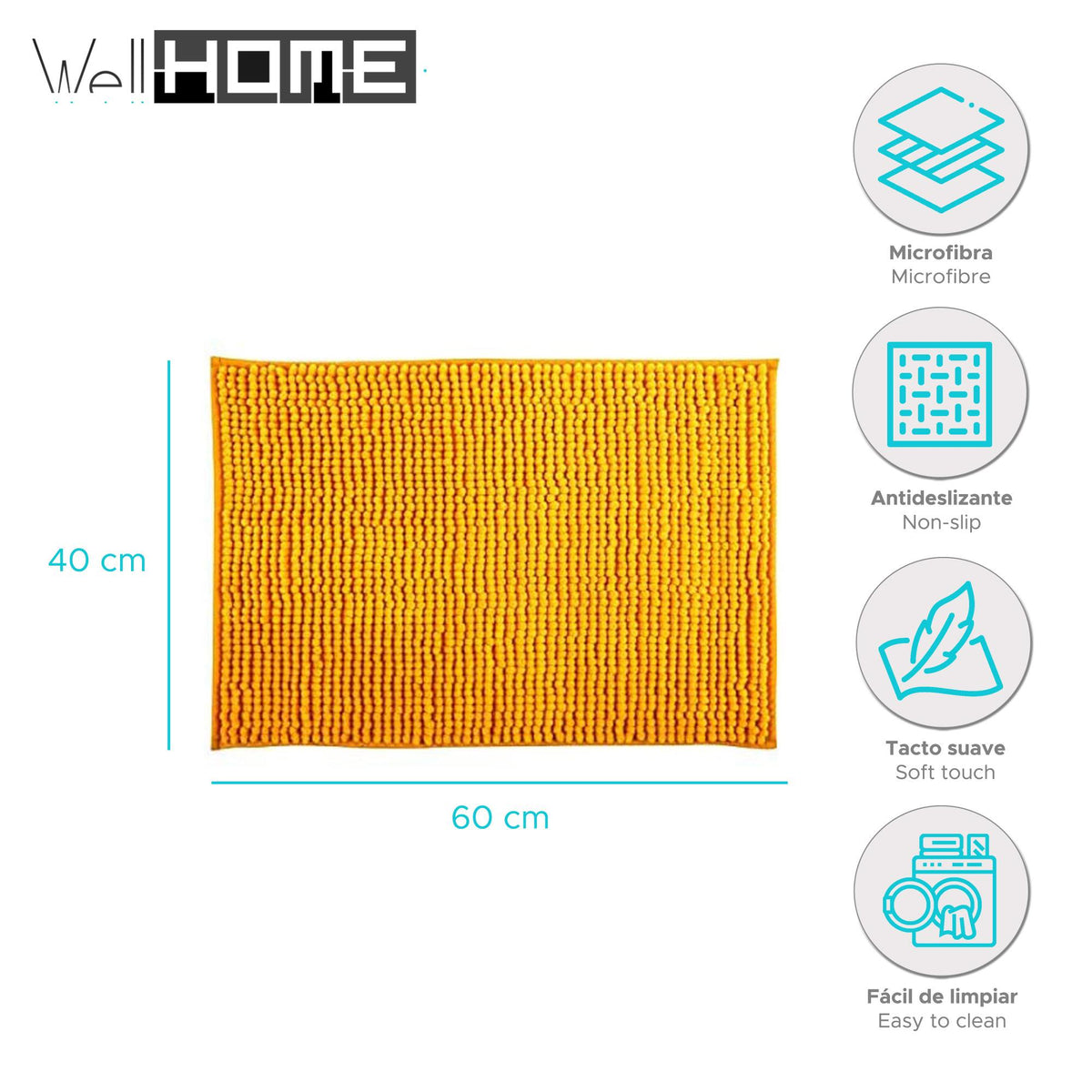 Alfombra de baño microfibra 40x60 cm azafrán (2)