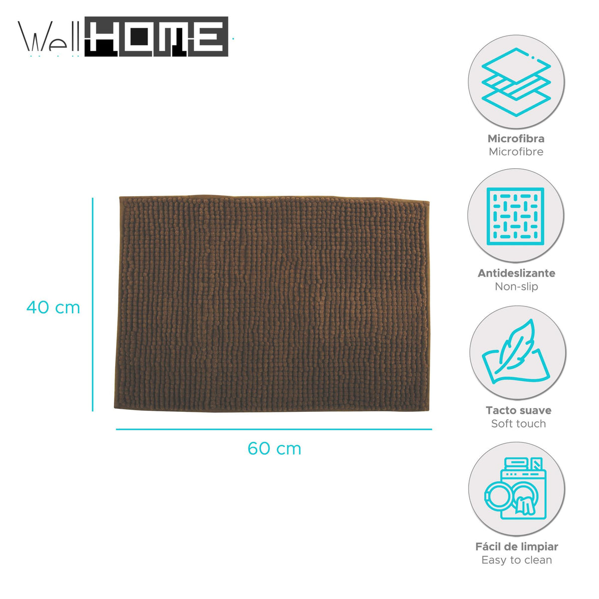 Alfombra de baño microfibra 40x60 cm chocolate (2)