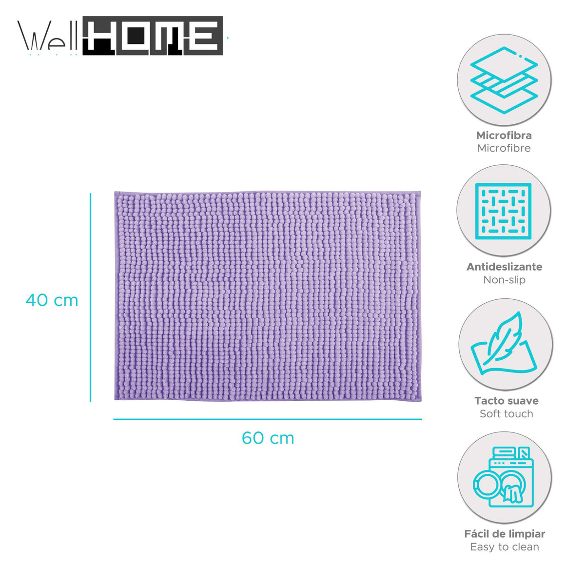 Alfombra de baño microfibra 40x60 cm lavanda (2)