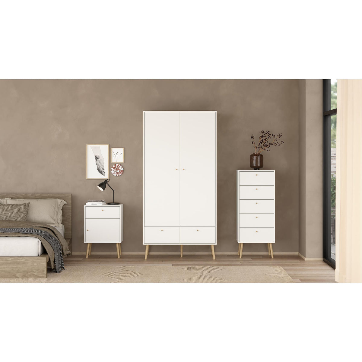 Mesita de noche con puerta y cajón blanco 51x40x73 cm (4)