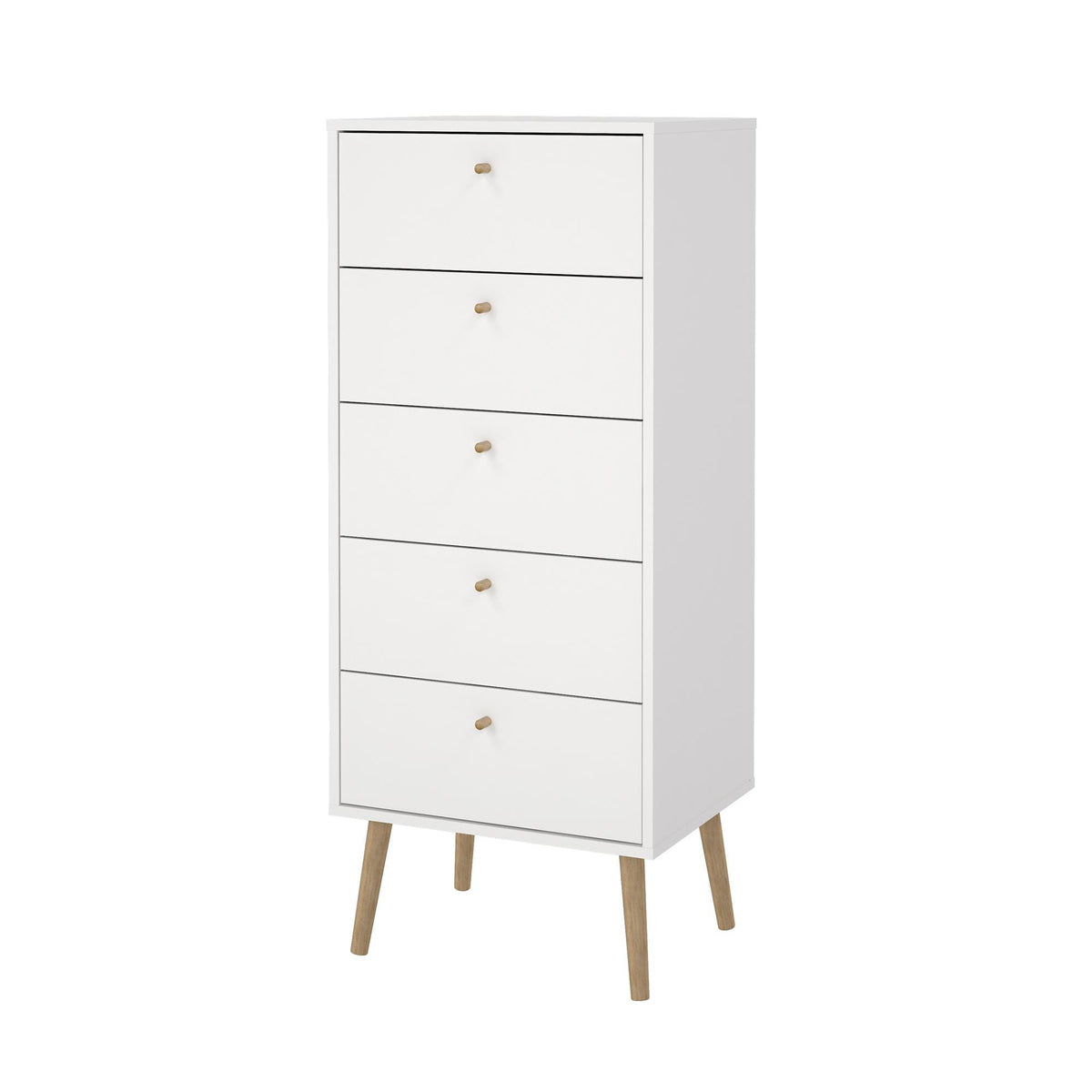 Cómoda dormitorio 5 cajones color blanco 51x40x121cm (6)