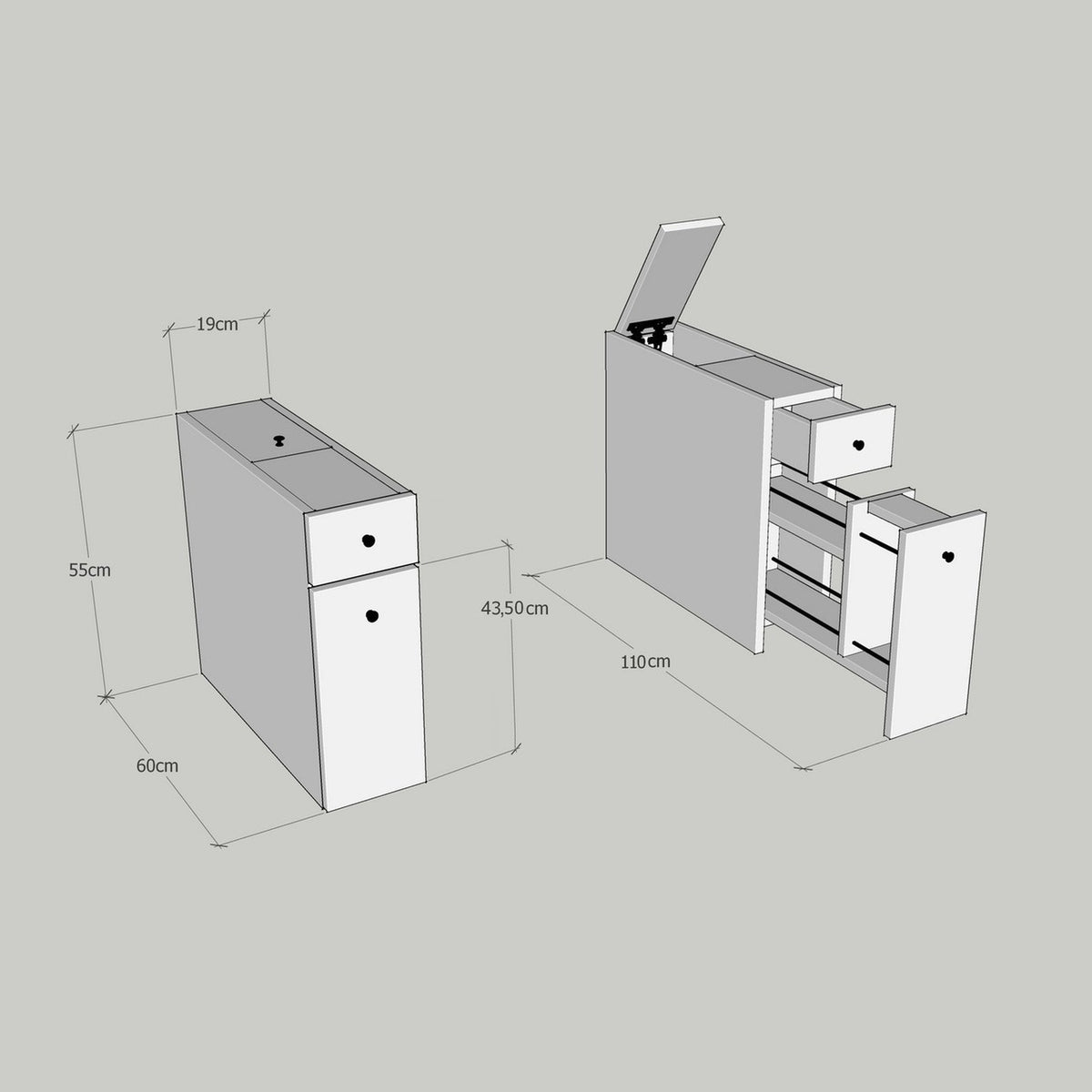 Mueble de baño melamina blanco 100% aglomerado H.60 (5)