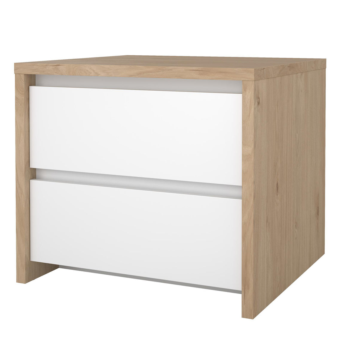 Mesita de noche 2 cajones Jackson Hickory y blanco 52x49x46cm (6)