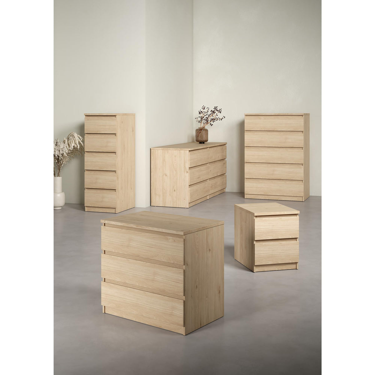 Mesita de noche 2 cajones melamina Jackson Hickory 40x50x50cm (4)